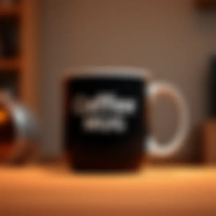 A stylish coffee mug with a unique design, perfect for morning beverages and conversation starters.