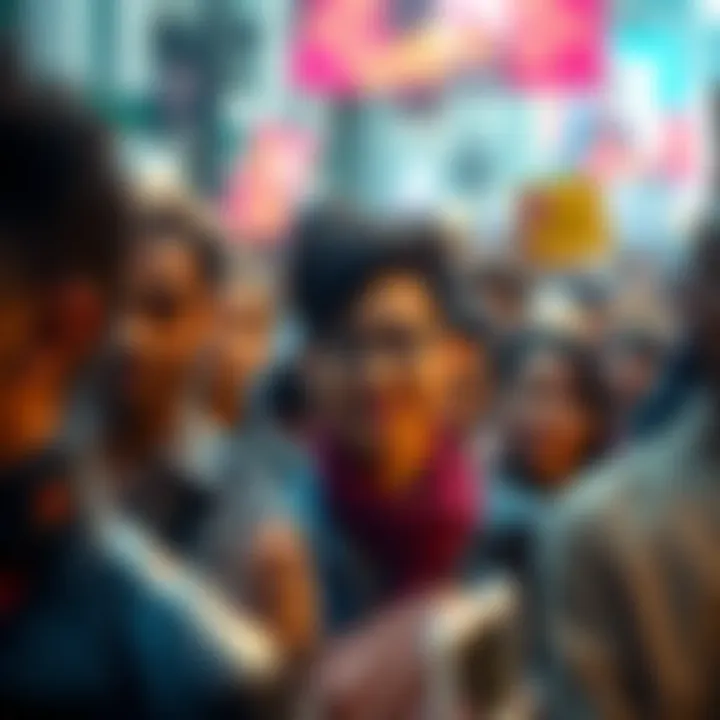 A standout person in a group of diverse individuals, showcasing their distinct personality and style, surrounded by others.