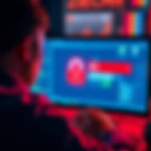 A person looking at a computer screen with a locked Pi account, seeking help on forums to unlock it for wallet transfer