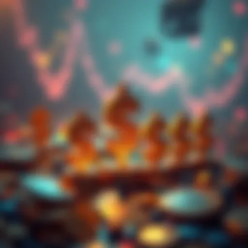 A graphic showing dollar signs rising next to various token symbols, indicating a trend towards a $1.00 price point for emerging tokens.