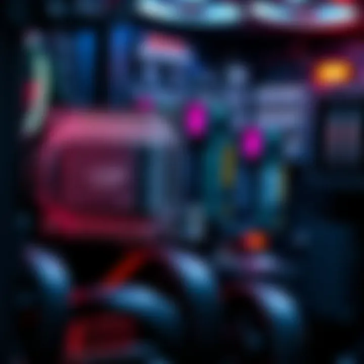 Close-up of a new CPU and motherboard next to existing GPU components for a mining rig upgrade