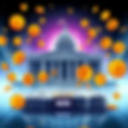 US Government Minting Money Illustration of the US government printing money with bitcoin symbols around it