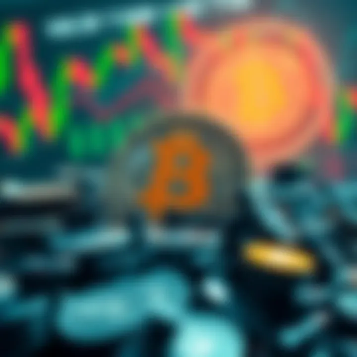 Representation of the U.S. national debt exceeding 40 trillion dollars, with Bitcoin symbol and financial charts in the background.