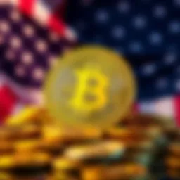 Bitcoin coins with a backdrop of the US flag representing the government transfer of $1 billion in Bitcoin.
