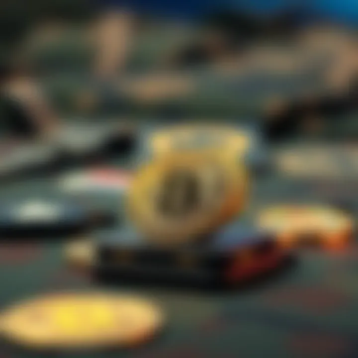 A Bitcoin symbol alongside military insignia, representing the U.S. military's involvement in cryptocurrency.