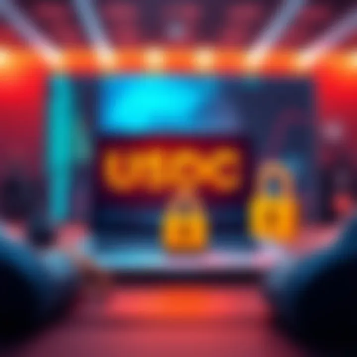 USDC Escrow in Online Transactions A digital illustration showing a secure online transaction with USDC escrow, highlighting trust and safety during a deal