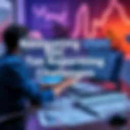 A person sitting at a desk with a laptop, looking at charts and paperwork about USDC transactions and tax reporting