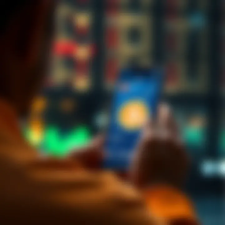 A person looking at a smartphone screen showing financial charts and currency symbols, seeking assistance with USDC to USDT conversion