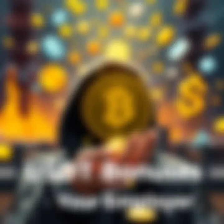 A person receiving a digital bonus in the form of USDT from their employer, surrounded by financial symbols and currency icons.