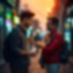 A verified USDT seller engaging with a potential buyer in Mumbai, showcasing a friendly interaction for secure transactions.