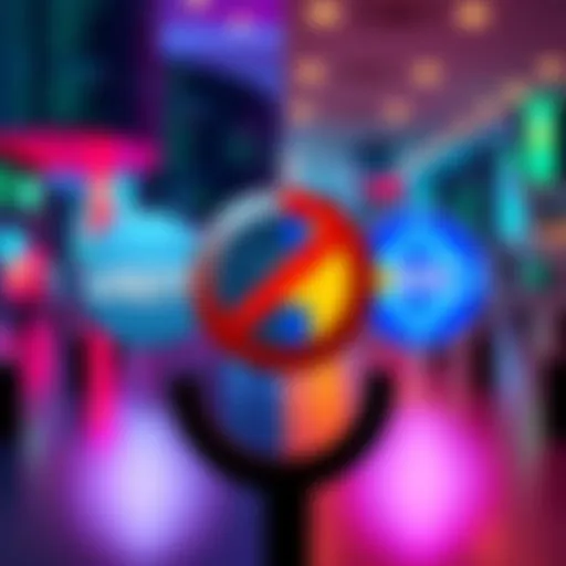 Side by side comparison of USDT and USDC logos with a restriction sign