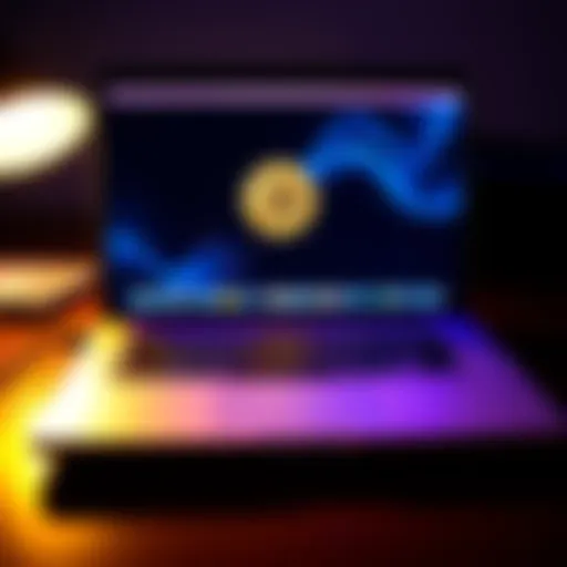 A used MacBook on a desk with a Bitcoin wallet open on the screen, showing safety concerns for cryptocurrency storage