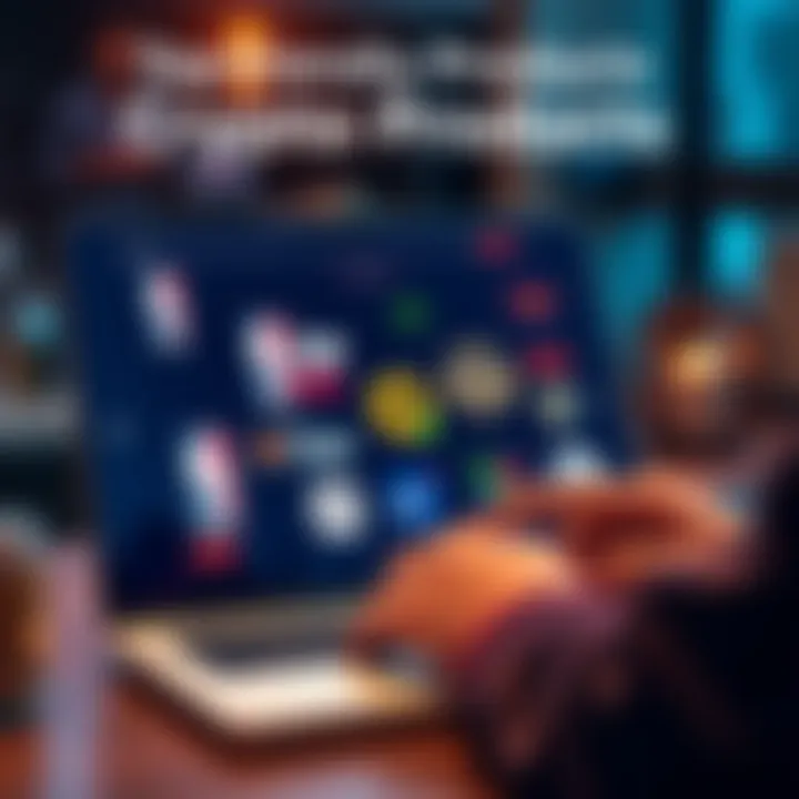 A person exploring easy-to-use crypto platforms on a laptop, showing logos of NBA Top Shot and gaming applications, symbolizing accessibility for everyday people.