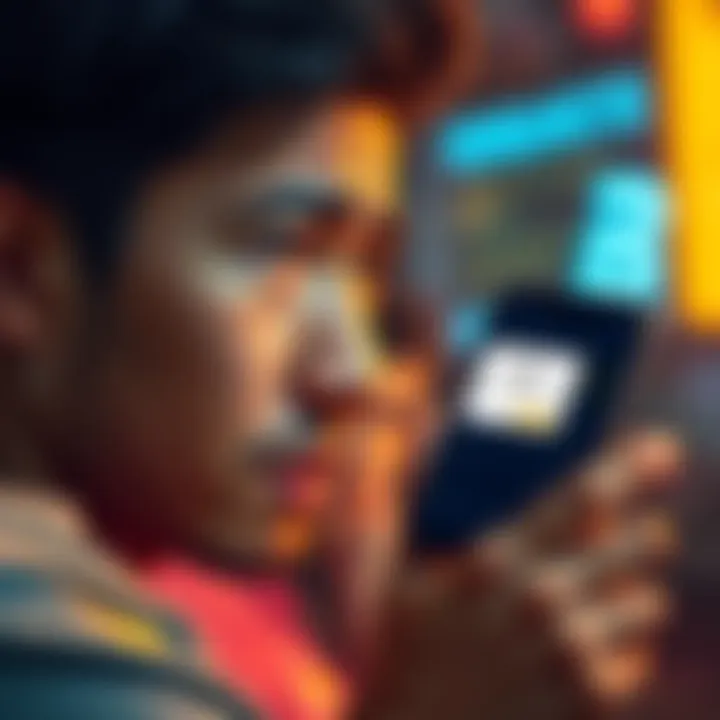 User frustrated with Binance transaction A person looking worried at their phone, showing a Binance app screen with an error message about facial recognition issues