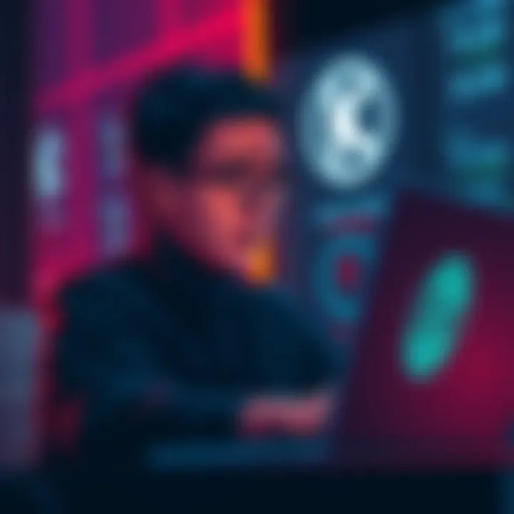 A person looks worried while checking their laptop with Kraken logo on screen, showing pending transactions.