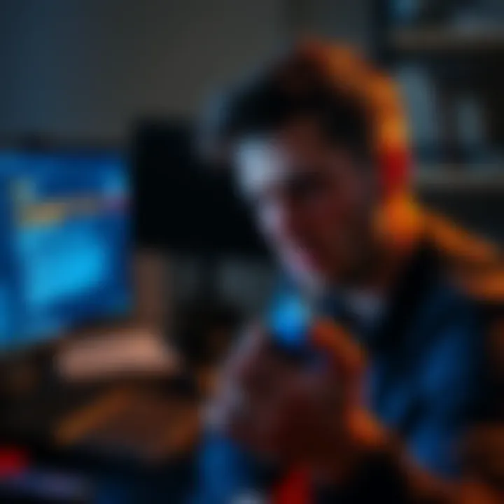 A frustrated person looking at a computer screen displaying a message about Ledger Live's discontinued support for personal Bitcoin nodes, holding a Trezor wallet in hand