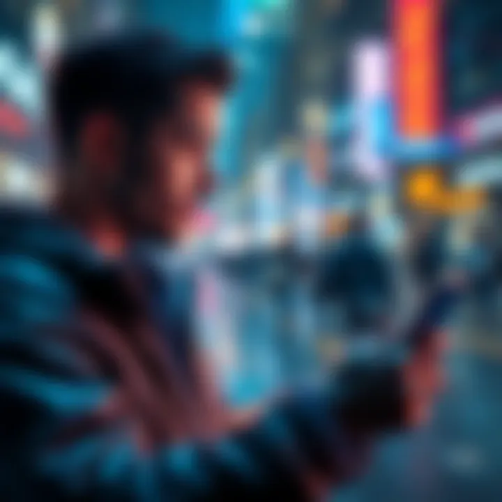 A person looking for reliable services to convert funds from Revolut to cryptocurrency, holding a smartphone and searching online.
