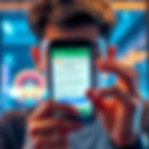 A person looking worried at their phone, showing a CashApp screen with a pending ID verification notice for sending Bitcoin.