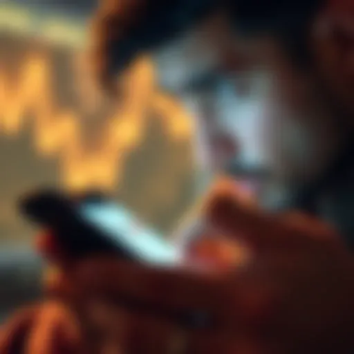 A concerned person looking at their phone, showing a crypto wallet app with missing assets