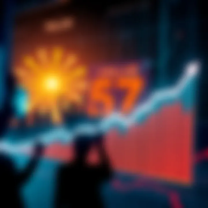 A graph showing a sharp rise to 57K, with investors celebrating in the background