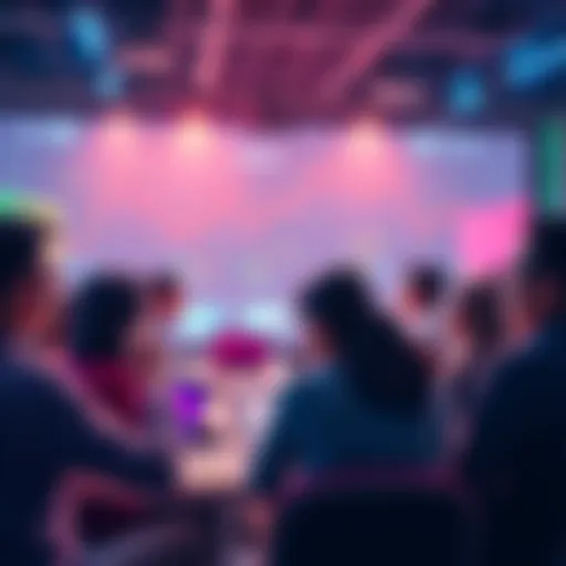 A group of people engaged in discussions about VeChain's latest developments and features in a vibrant online forum setting.