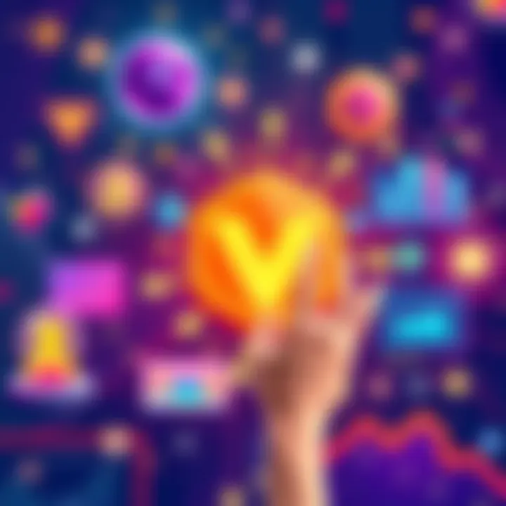 Illustration of various practical applications using Vechain technology, featuring digital elements and innovation concepts.