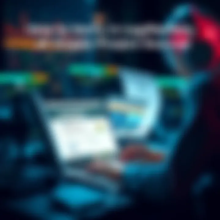 A person researching on a laptop about crypto projects, examining various websites and documents for authenticity.