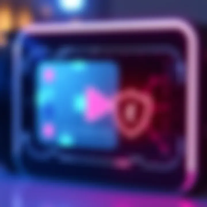 A graphic showing a video play button with a digital shield symbol, representing video verification and trust.