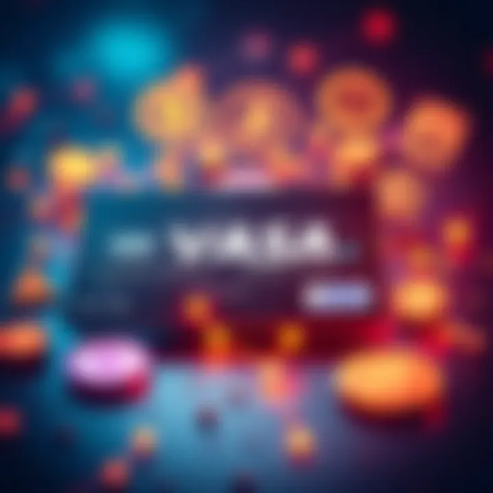 A Visa card surrounded by symbols of decentralized finance, illustrating the connection between traditional banking and DeFi options