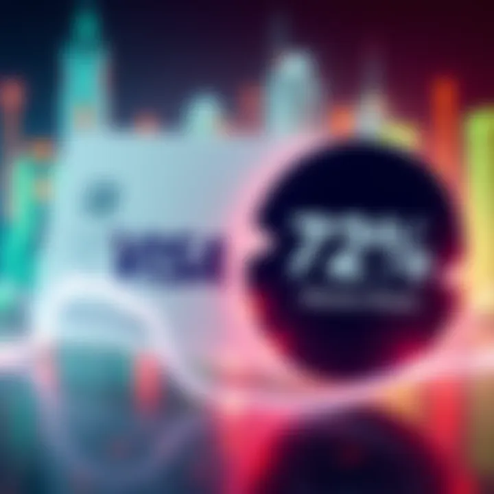 A graphic showing Visa's dominance in the crypto card market with a large pie chart highlighting its 72% market share compared to Mastercard