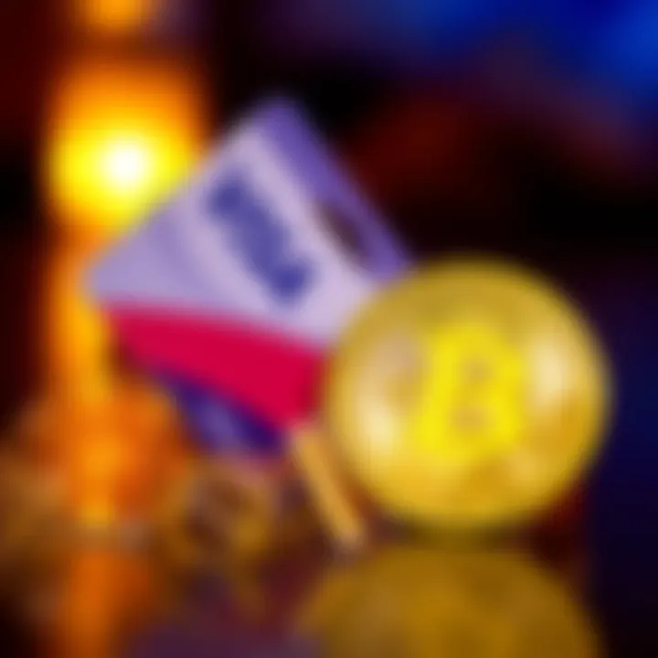 A Visa gift card next to a Bitcoin symbol, illustrating the process of converting gift cards to Bitcoin.