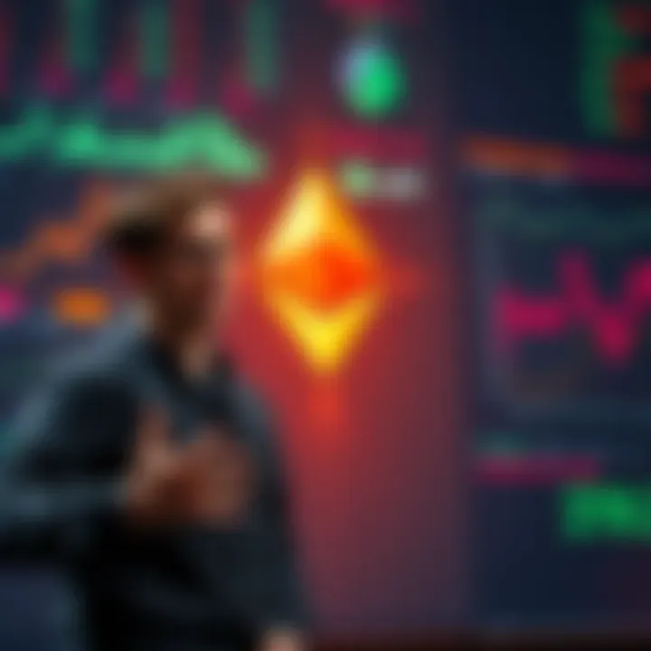 Vitalik Buterin presenting his ideas on Ethereum with charts and graphics in the background