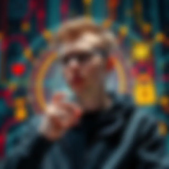 Vitalik Buterin speaks about the risks of quantum computers breaking current cryptography, surrounded by digital security symbols