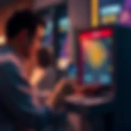 A person casting a vote using a digital voting machine that displays blockchain verification features.