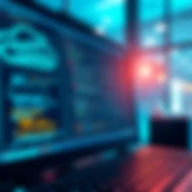 VPS Server Access for Mining A computer screen showing a cloud mining interface with code scripts running, symbolizing VPS exploitation for Monero mining.