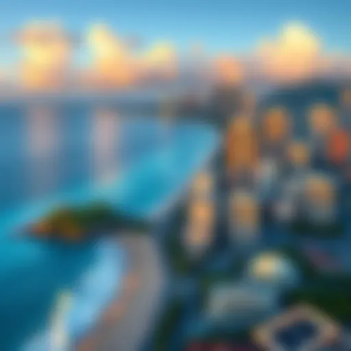 Waikiki Land for Sale A view of Waikiki with ocean and buildings, showing limited land for sale signs