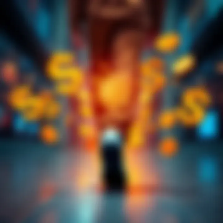 A person walking with currency symbols around them, comparing earnings from walking versus currency exchanges.