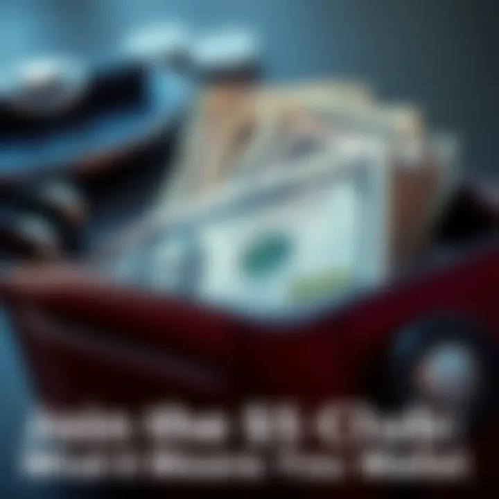 Close-up of a wallet full of cash and a $5 club membership card