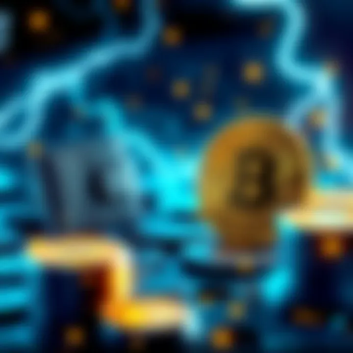 Illustration of Bitcoin wallets exchanging on-chain and Lightning BTC transactions