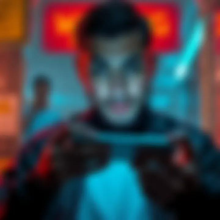 A person looking worried while checking their wallet on a phone, with a warning sign in the background regarding QCORE tokens.