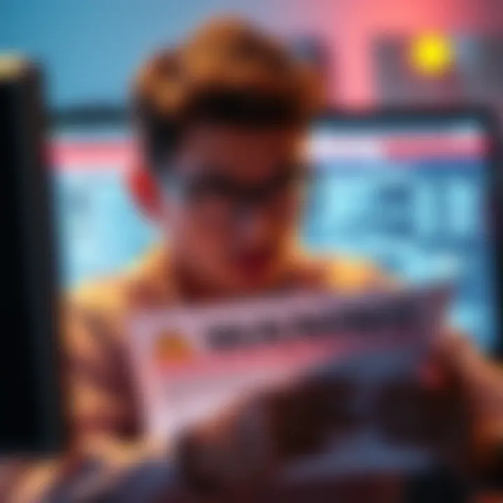 A person looking concerned while reading a warning about Openclaw scams on a computer screen.