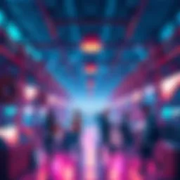 A vibrant digital marketplace showcasing users sharing feedback and experiences on the Cardano blockchain