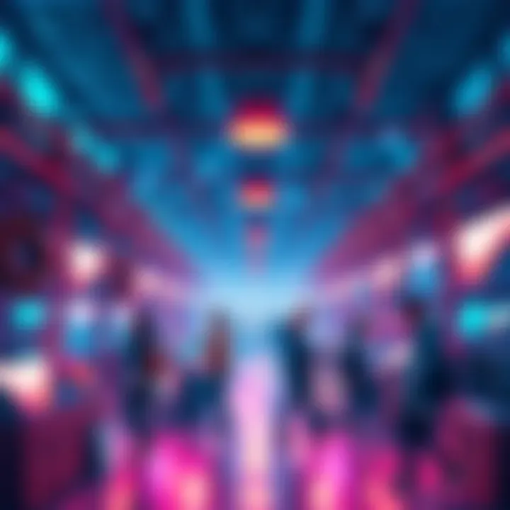 A vibrant digital marketplace showcasing users sharing feedback and experiences on the Cardano blockchain