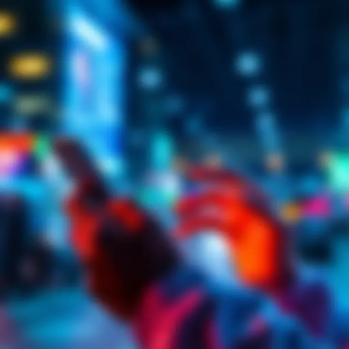 Web3 User Experience A person easily using a mobile app to access Web3 products like Immutable and NBA Top Shot, showcasing a simple interface and smooth onboarding process.