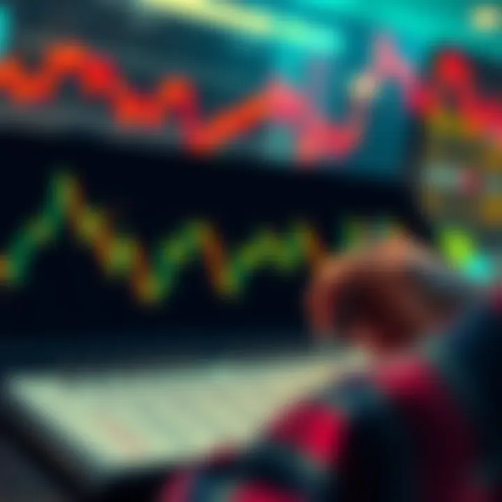 A person planning weekly purchases on a calendar with falling price graphs in the background