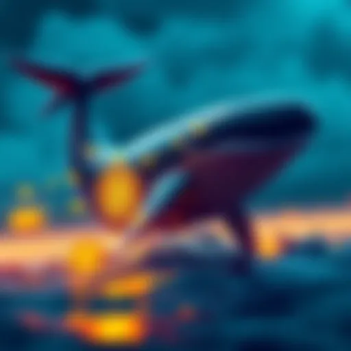 A large whale symbolizes a major investor placing a big bet on Bitcoin, hinting at market changes.
