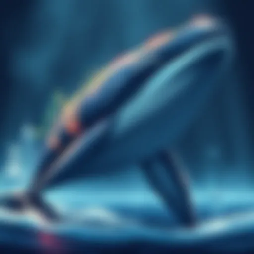 Illustration showing a large whale representing major financial positions leaning towards short trades, symbolizing market pressure and potential downturn.