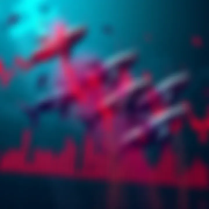 A visual representation of financial charts indicating a decline, with large whale icons symbolizing investors with over $10 million betting against the market.