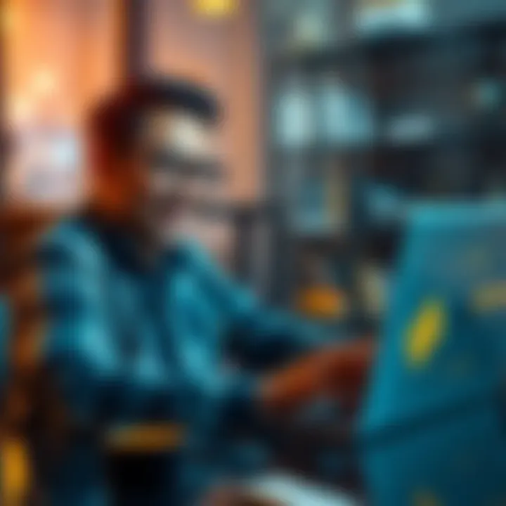 Withdraw Coins from Binance A person using a laptop to withdraw cryptocurrency from Binance, looking satisfied with the process