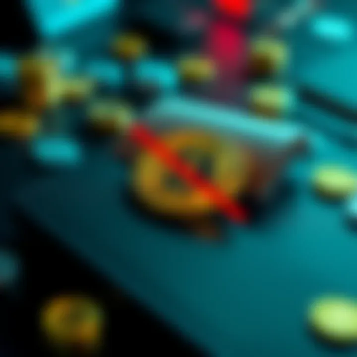 A graphic showing a blocked withdrawal symbol over a Bitcoin wallet, representing frustrations with crypto exchanges.